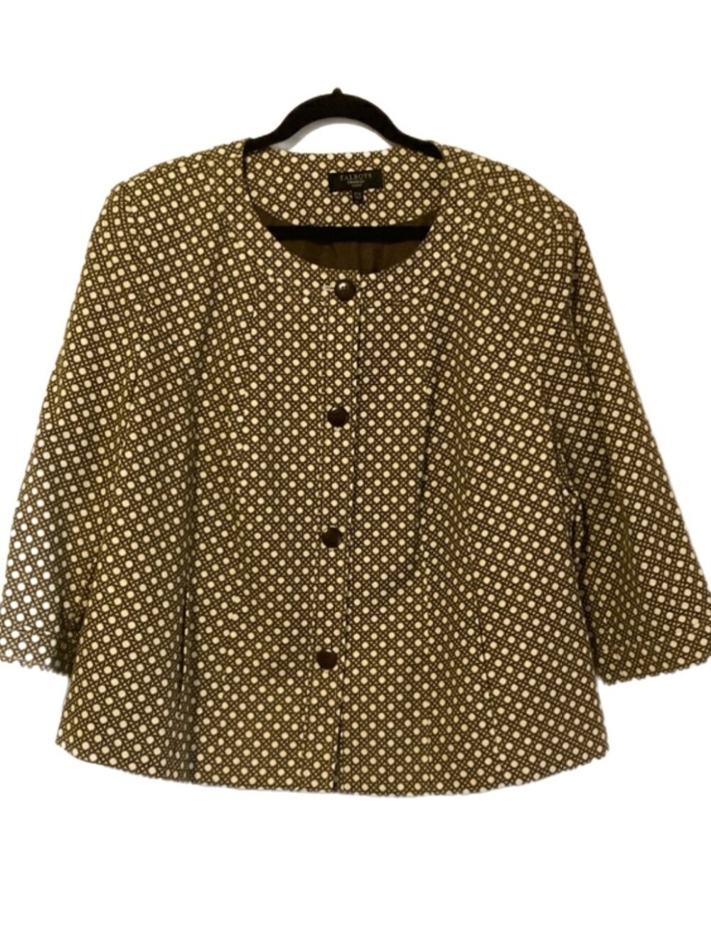 Talbots Beige and Black Patterned Blazer Jacket